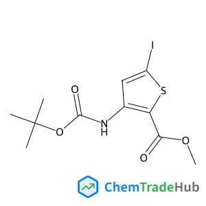 Methyl 5-iodo-3-({[(2-methyl-2-propanyl)oxy]carbonyl}amino)-2-thiophenecarboxylate structure