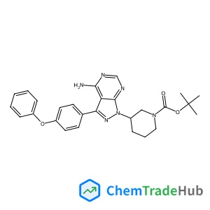 (R)-tert-Butyl 3-(4-amino-3-(4-phenoxyphenyl)-1H-pyrazolo[3,4-d]pyrimidin-1-yl)piperidine-1-carboxylate structure