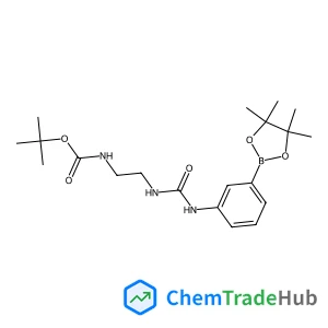 2-Methyl-2-propanyl [2-({[3-(4,4,5,5-tetramethyl-1,3,2-dioxaborolan-2-yl)phenyl]carbamoyl}amino)ethyl]carbamate structure