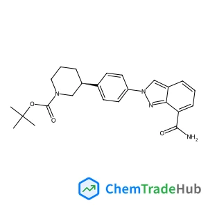 2-Methyl-2-propanyl (3S)-3-[4-(7-carbamoyl-2H-indazol-2-yl)phenyl]-1-piperidinecarboxylate