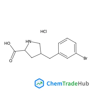 (2S,4R)-4-(3-Bromobenzyl)pyrrolidine-2-carboxylic acid hydrochloride structure