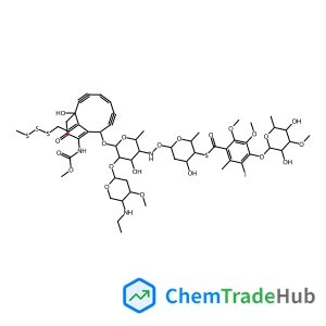 S-[(2R,3S,4S,6S)-6-[[(2R,3S,4S,5R,6R)-5-[(2S,4S,5S)-5-(ethylamino)-4-methoxyoxan-2-yl]oxy-4-hydroxy-6-[[(2S,5Z,9R,13Z)-9-hydroxy-12-(methoxycarbonylamino)-13-[2-(methyltrisulfanyl)ethylidene]-11-oxo-2-bicyclo[7.3.1]trideca-1(12),5-dien-3,7-diynyl]oxy]-2-methyloxan-3-yl]amino]oxy-4-hydroxy-2-methyloxan-3-yl] 4-[(2S,3R,4R,5S,6S)-3,5-dihydroxy-4-methoxy-6-methyloxan-2-yl]oxy-5-iodo-2,3-dimethoxy-6-methylbenzenecarbothioate