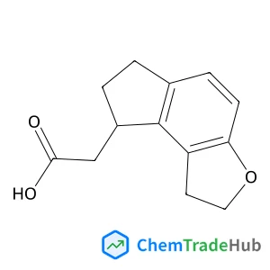 2-[(8S)-2,6,7,8-tetrahydro-1H-cyclopenta[e][1]benzofuran-8-yl]acetic acid structure