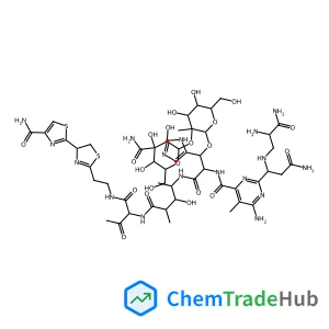 2-[2-[2-[[2-[[4-[[2-[[6-amino-2-[3-amino-1-[(2,3-diamino-3-oxopropyl)amino]-3-oxopropyl]-5-methylpyrimidine-4-carbonyl]amino]-3-[3-[4-carbamoyl-3,4,5-trihydroxy-6-(hydroxymethyl)oxan-2-yl]oxy-4,5-dihydroxy-6-(hydroxymethyl)-3-methyloxan-2-yl]oxy-3-(1H-imidazol-5-yl)propanoyl]amino]-3-hydroxy-2-methylpentanoyl]amino]-3-oxobutanoyl]amino]ethyl]-4,5-dihydro-1,3-thiazol-4-yl]-1,3-thiazole-4-carboxamide
