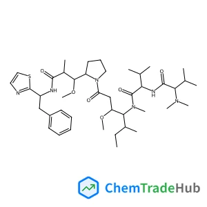 N,N-Dimethyl-L-valyl-N-[(3R,4S,5S)-3-methoxy-1-{(2S)-2-[(1R,2R)-1-methoxy-2-methyl-3-oxo-3-{[(1S)-2-phenyl-1-(1,3-thiazol-2-yl)ethyl]amino}propyl]-1-pyrrolidinyl}-5-methyl-1-oxo-4-heptanyl]-N-methyl-D
-valinamide