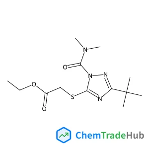 Ethyl {[1-(dimethylcarbamoyl)-3-(2-methyl-2-propanyl)-1H-1,2,4-triazol-5-yl]sulfanyl}acetate