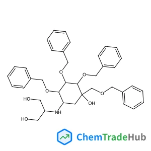 2-({(1S,2S,3R,4S,5S)-2,3,4-Tris(benzyloxy)-5-[(benzyloxy)methyl]-5-hydroxycyclohexyl}amino)-1,3-propanediol