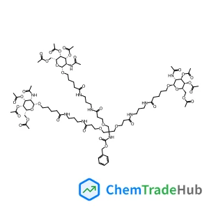 Benzyl {1,31-bis[(2-acetamido-3,4,6-tri-O-acetyl-2-deoxy-beta-D-galactopyranosyl)oxy]-16-[(3-{[3-({5-[(2-acetamido-3,4,6-tri-O-acetyl-2-deoxy-beta-D-galactopyranosyl)oxy]pentanoyl}amino)propyl]amino}-
3-oxopropoxy)methyl]-5,11,21,27-tetraoxo-14,18-dioxa-6,10,22,26-tetraazahentriacontan-16-yl}carbamate