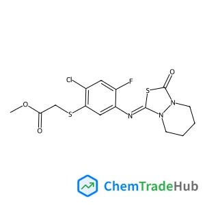 Acetic acid, 2-[[2-chloro-4-fluoro-5-[(tetrahydro-3-oxo-1H,3H-[1,3,4]thiadiazolo[3,4-a]pyridazin-1-ylidene)amino]phenyl]thio]-, methyl ester