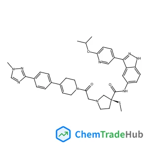 (3S)-N-[3-(6-Isopropoxy-3-pyridinyl)-1H-indazol-5-yl]-3-(methylsulfanyl)-1-(2-{4-[4-(1-methyl-1H-1,2,4-triazol-3-yl)phenyl]-3,6-dihydro-1(2H)-pyridinyl}-2-oxoethyl)-3-pyrrolidinecarboxamide