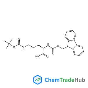 N~2~-[(9H-Fluoren-9-ylmethoxy)carbonyl]-N~5~-{[(2-methyl-2-propanyl)oxy]carbonyl}ornithine structure