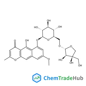 5-Hydroxy-8-methoxy-2-methyl-4-oxo-4H-benzo[g]chromen-6-yl 6-O-[(2R,3R,4R)-3,4-dihydroxy-4-(hydroxymethyl)tetrahydro-2-furanyl]-beta-D-glucopyranoside