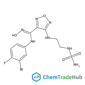 N-(3-Bromo-4-fluorophenyl)-N'-hydroxy-4-{[2-(sulfamoylamino)ethyl]amino}-1,2,5-oxadiazole-3-carboximidamide