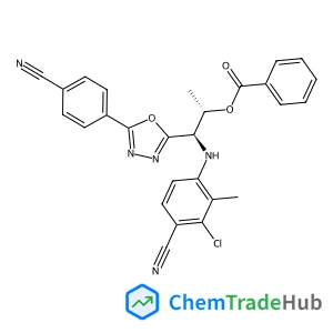 (1R,2S)-1-(3-Chloro-4-cyano-2-methylphenylamino)-1-(5-(4-cyanophenyl)-1,3,4-oxadiazol-2-yl)propan-2-yl benzoate