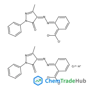 Chromium(3+) hydrogen {(6E)-6-[(2Z)-(3-methyl-5-oxo-1-phenyl-1,5-dihydro-4H-pyrazol-4-ylidene)hydrazono]-2,4-cyclohexadien-1-ylidene}methanediolate (1:1:2)