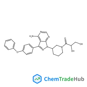 1-{3-[4-Amino-3-(4-phenoxyphenyl)-1H-pyrazolo[3,4-d]pyrimidin-1-yl]-1-piperidinyl}-2,3-dihydroxy-1-propanone structure