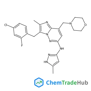 3-(4-Chloro-2-fluorobenzyl)-2-methyl-N-(5-methyl-1H-pyrazol-3-yl)-8-(4-morpholinylmethyl)imidazo[1,2-b]pyridazin-6-amine