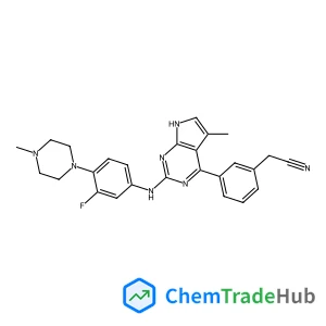 [3-(2-{[3-Fluoro-4-(4-methyl-1-piperazinyl)phenyl]amino}-5-methyl-7H-pyrrolo[2,3-d]pyrimidin-4-yl)phenyl]acetonitrile