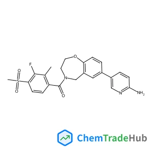 (7-(6-aminopyridin-3-yl)-2,3-dihydrobenzo[f][1,4]oxazepin-4(5H)-yl)(3-fluoro-2-methyl-4-(methylsulfonyl)phenyl)methanone structure