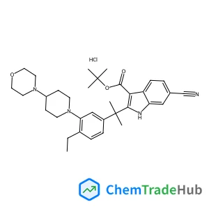 tert-Butyl 6-Cyano-2-(2-(4-ethyl-3-(4-morpholinopiperidin-1-yl)phenyl)propan-2-yl)-1H-indole-3-carboxylate Hydrochloride
