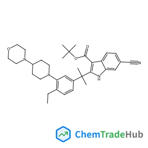 2-Methyl-2-propanyl 6-cyano-2-(2-{4-ethyl-3-[4-(4-morpholinyl)-1-piperidinyl]phenyl}-2-propanyl)-1H-indole-3-carboxylate