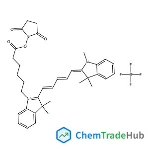 1-{6-[(2,5-Dioxo-1-pyrrolidinyl)oxy]-6-oxohexyl}-3,3-dimethyl-2-[(1E,3E,5E)-5-(1,3,3-trimethyl-1,3-dihydro-2H-indol-2-ylidene)-1,3-pentadien-1-yl]-3H-indolium tetrafluoroborate