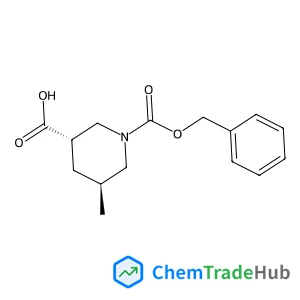 (3R,5R)-1-[(Benzyloxy)carbonyl]-5-methyl-3-piperidinecarboxylic acid structure
