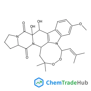 (5R,10S,10aR,14aS,15bS)-10,10a-Dihydroxy-7-methoxy-2,2-dimethyl-5-(2-methyl-1-propen-1-yl)-1,10,10a,14,14a,15b-hexahydro-12H-3,4-dioxa-5a,11a,15a-triazacycloocta[1,2,3-lm]indeno[5,6-b]fluorene-11,15(2
H,13H)-dione