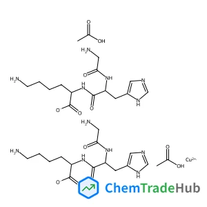 Cuprate(1-), (glycyl-L-histidyl-κN1-L-lysinato)[glycyl-κN-L-histidyl-κN,κN3-L-lysinato(2-)]-, hydrogen, acetate (1:1:2)