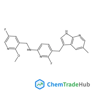 6-Fluoro-N-[(5-fluoro-2-methoxy-3-pyridinyl)methyl]-5-[(5-methyl-1H-pyrrolo[2,3-b]pyridin-3-yl)methyl]-2-pyridinamine