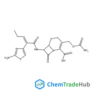 (6R,7R)-7-{[(2Z)-2-(2-Amino-1,3-thiazol-4-yl)-2-pentenoyl]amino}-3-[(carbamoyloxy)methyl]-8-oxo-5-thia-1-azabicyclo[4.2.0]oct-2-ene-2-carboxylic acid
