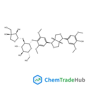 4-[(1R,3aS,4R,6aS)-4-(4-Hydroxy-3,5-dimethoxyphenyl)tetrahydro-1H,3H-furo[3,4-c]furan-1-yl]-2,6-dimethoxyphenyl 2-O-[(2S,3R,4R)-3,4-dihydroxy-4-(hydroxymethyl)tetrahydro-2-furanyl]-beta-D-glucopyranos
ide