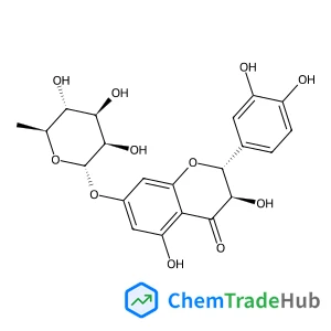 (2R,3R)-2-(3,4-Dihydroxyphenyl)-3,5-dihydroxy-4-oxo-3,4-dihydro-2H-chromen-7-yl 6-deoxy-alpha-L-mannopyranoside (2R,3R)-2-(3,4-Dihydroxyphenyl)-3,5-dihydroxy-4-oxo-3,4-dihydro-2H-chromen-7-yl 6-deoxy-alpha-L-mannopyranoside