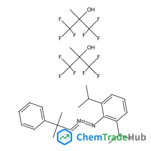 2,6-Diisopropylphenylimidoneophylidene molybdenum(VI) bis(hexafluoro-t-butoxide) structure