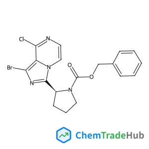 1-Pyrrolidinecarboxylic acid, 2-(1-bromo-8-chloroimidazo[1,5-a]pyrazin-3-yl)-, phenylmethyl ester, (2S)-