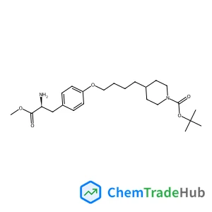 Methyl O-[4-(1-{[(2-methyl-2-propanyl)oxy]carbonyl}-4-piperidinyl)butyl]-L-tyrosinate structure