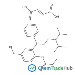 2-[(1S)-3-(Diisopropylamino)-1-phenylpropyl]-4-(hydroxymethyl)phenyl 2-methylpropanoate (2E)-2-butenedioate (1:1) structure
