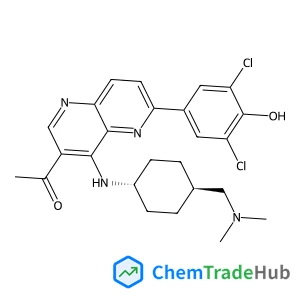 1-[6-(3,5-Dichloro-4-hydroxyphenyl)-4-({trans-4-[(dimethylamino)methyl]cyclohexyl}amino)-1,5-naphthyridin-3-yl]ethanone