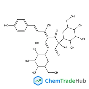 3,4,5-Trihydroxy-2-[(2E)-3-(4-hydroxyphenyl)-2-propenoyl]-4-[(2R,3R,4S,5S,6R)-3,4,5-trihydroxy-6-(hydroxymethyl)tetrahydro-2H-pyran-2-yl]-6-[(2S,3R,4R,5S,6R)-3,4,5-trihydroxy-6-(hydroxymethyl)tetrahyd
ro-2H-pyran-2-yl]-2,5-cyclohexadien-1-one