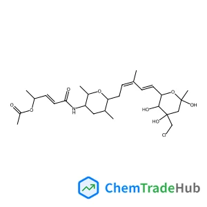 (6R)-6-{(1E,3E)-5-[(2S,3S,5R,6R)-5-{[(2Z,4S)-4-Acetoxy-2-pentenoyl]amino}-3,6-dimethyltetrahydro-2H-pyran-2-yl]-3-methyl-1,3-pentadien-1-yl}-4-C-(chloromethyl)-1,3-dideoxy-alpha-D-erythro-hex-2-ulopyr
anose