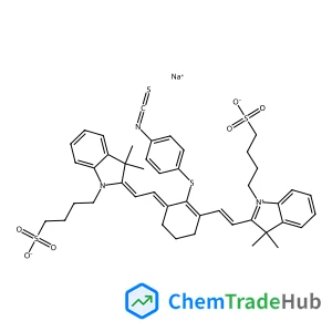Sodium 4-{2-[(E)-2-{(3E)-3-{(2E)-2-[3,3-dimethyl-1-(4-sulfonatobutyl)-1,3-dihydro-2H-indol-2-ylidene]ethylidene}-2-[(4-isothiocyanatophenyl)sulfanyl]-1-cyclohexen-1-yl}vinyl]-3,3-dimethyl-3H-indolium-
1-yl}-1-butanesulfonate structure