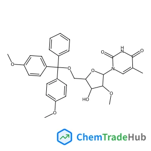 1-((2R,3R,4R,5R)-5-((bis(4-methoxyphenyl)(phenyl)methoxy)methyl)-4-hydroxy-3-methoxytetrahydrofuran-2-yl)-5-methylpyrimidine-2,4(1H,3H)-dione 1-((2R,3R,4R,5R)-5-((bis(4-methoxyphenyl)(phenyl)methoxy)methyl)-4-hydroxy-3-methoxytetrahydrofuran-2-yl)-5-methylpyrimidine-2,4(1H,3H)-dione