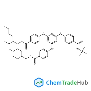 Bis(2-ethylhexyl) 4,4'-{[6-({4-[(2-methyl-2-propanyl)carbamoyl]phenyl}amino)-1,3,5-triazine-2,4-diyl]diimino}dibenzoate