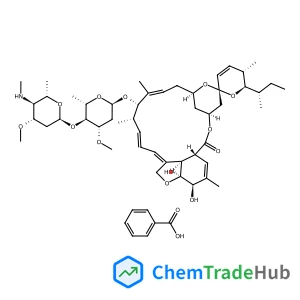 Avermectin B1, 4''-deoxy-4''-(methylamino)-, (4''R)-, benzoate (1:1)