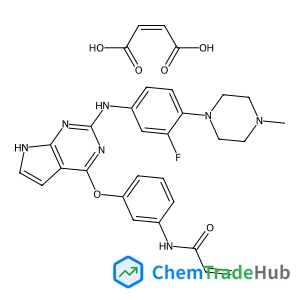 N-{3-[(2-{[3-Fluoro-4-(4-methyl-1-piperazinyl)phenyl]amino}-7H-pyrrolo[2,3-d]pyrimidin-4-yl)oxy]phenyl}acrylamide (2Z)-2-butenedioate (1:1) structure