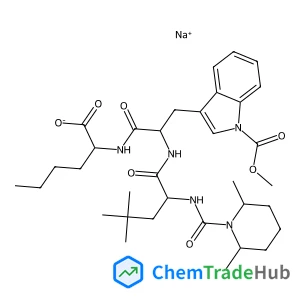 Sodium N-{[(2R,6S)-2,6-dimethyl-1-piperidinyl]carbonyl}-4-methyl-L-leucyl-N-[(1R)-1-carboxylatopentyl]-1-(methoxycarbonyl)-D-tryptophanamide