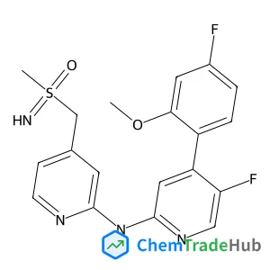 5-Fluoro-4-(4-fluoro-2-methoxyphenyl)-N-{4-[(S-methylsulfonimidoyl)methyl]-2-pyridinyl}-2-pyridinamine structure