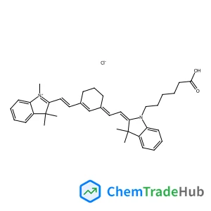 2-[(E)-2-(3-{(2E)-2-[1-(5-Carboxypentyl)-3,3-dimethyl-1,3-dihydro-2H-indol-2-ylidene]ethylidene}-1-cyclohexen-1-yl)vinyl]-1,3,3-trimethyl-3H-indolium chloride