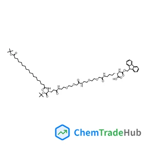 (23S,50S)-50-{[(9H-Fluoren-9-ylmethoxy)carbonyl]amino}-2,2-dimethyl-23-{[(2-methyl-2-propanyl)oxy]carbonyl}-4,21,26,35,44-pentaoxo-3,30,33,39,42-pentaoxa-22,27,36,45-tetraazahenpentacontan-51-oic acid
 (non-preferred name)