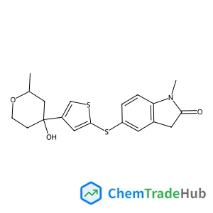 5-({4-[(2S,4R)-4-Hydroxy-2-methyltetrahydro-2H-pyran-4-yl]-2-thienyl}sulfanyl)-1-methyl-1,3-dihydro-2H-indol-2-one